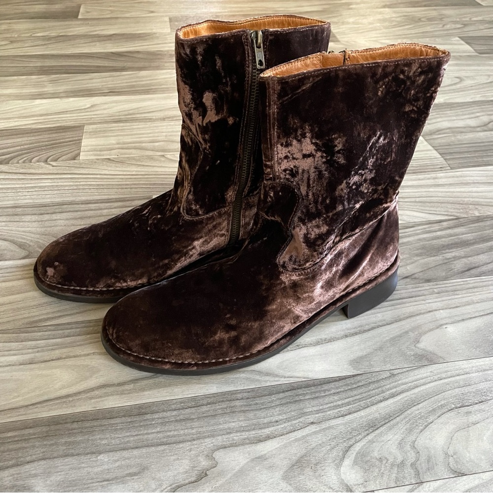 John Varvatos Men Size 11 Velvet Boots EUC Brown Velvet John Varvatos Italy